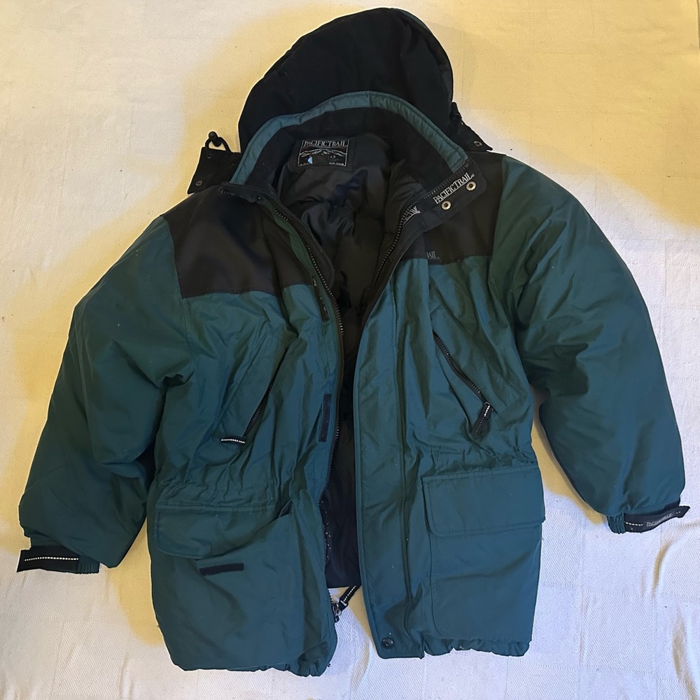 Adult teal and Black Down feather Jacket